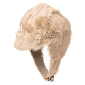 BURBERRY Genuine Goat Fur Pilot Cap Size M NWT